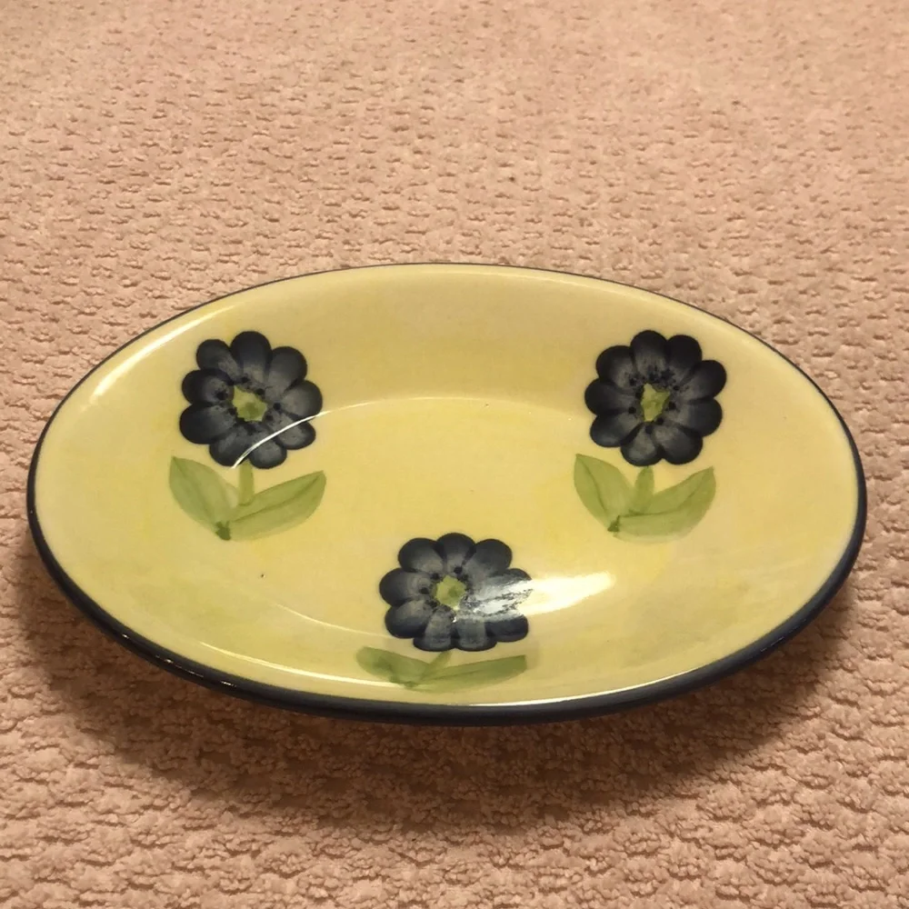 Classic Ceramics Califorina Pantry Yellow with Blue Flowers Mini Platter